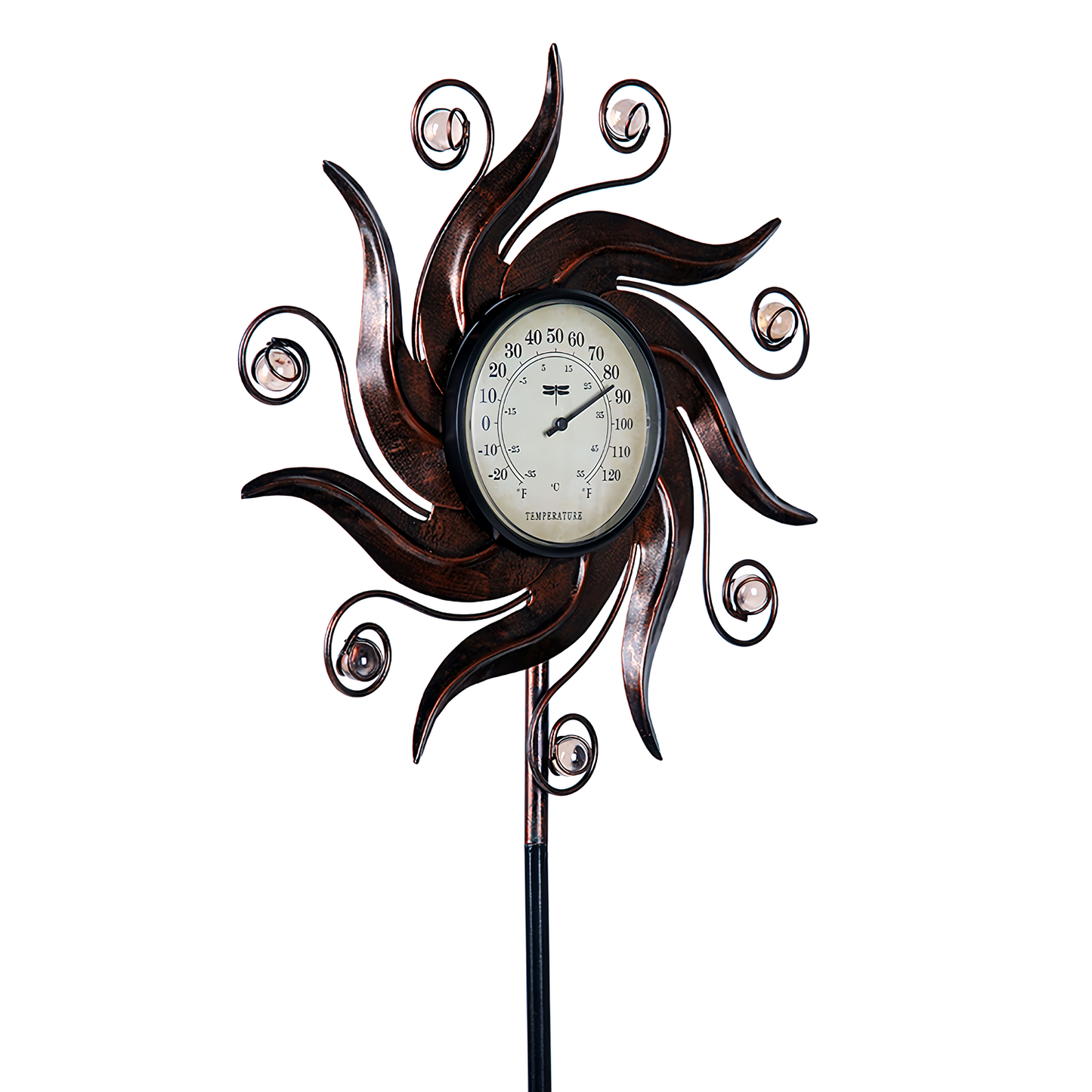 VIEROLA Outdoor Thermometer, Waterproof, 52" Bronze Colored Metal Sun Decoration Temperature Gauges