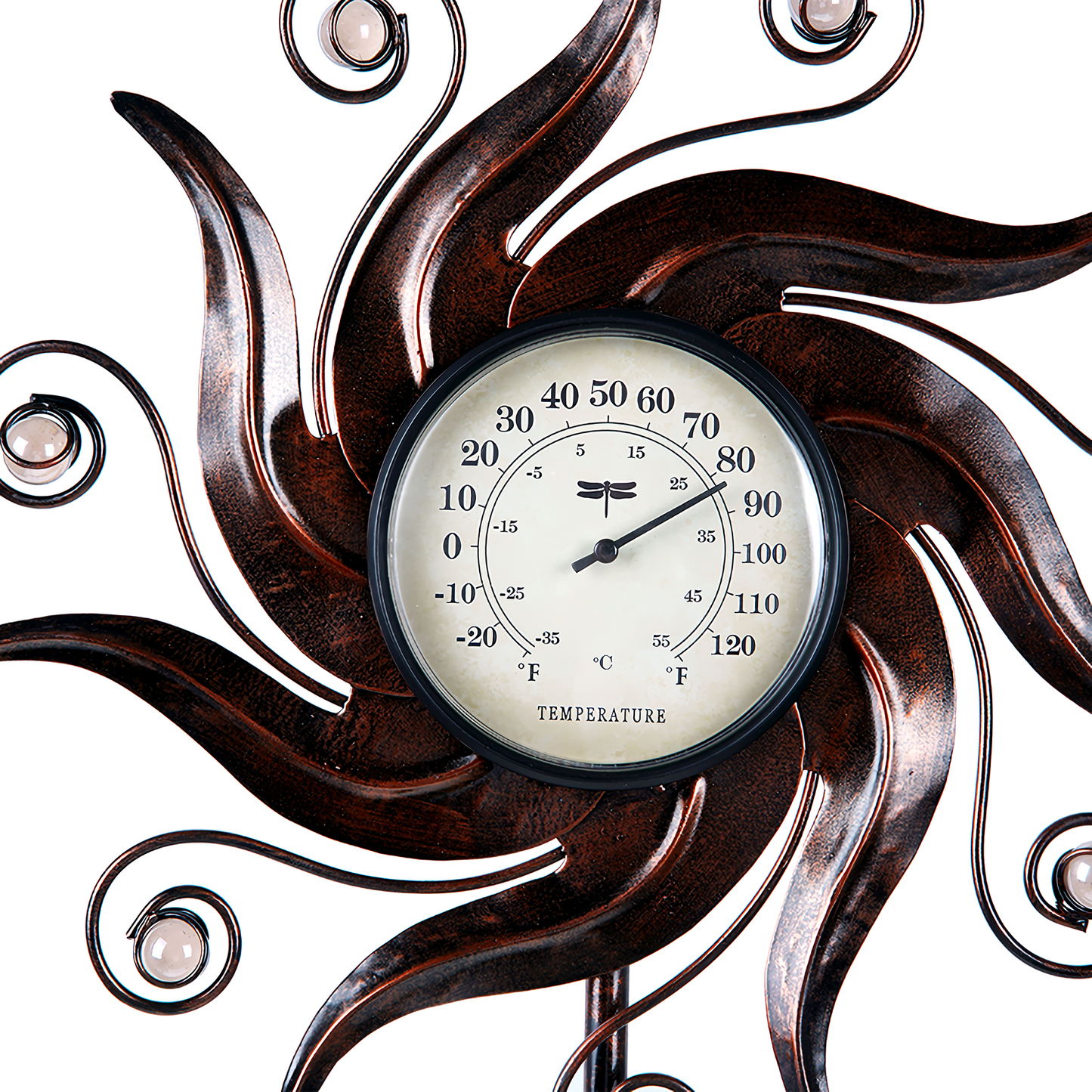 VIEROLA Outdoor Thermometer, Waterproof, 52" Bronze Colored Metal Sun Decoration Temperature Gauges