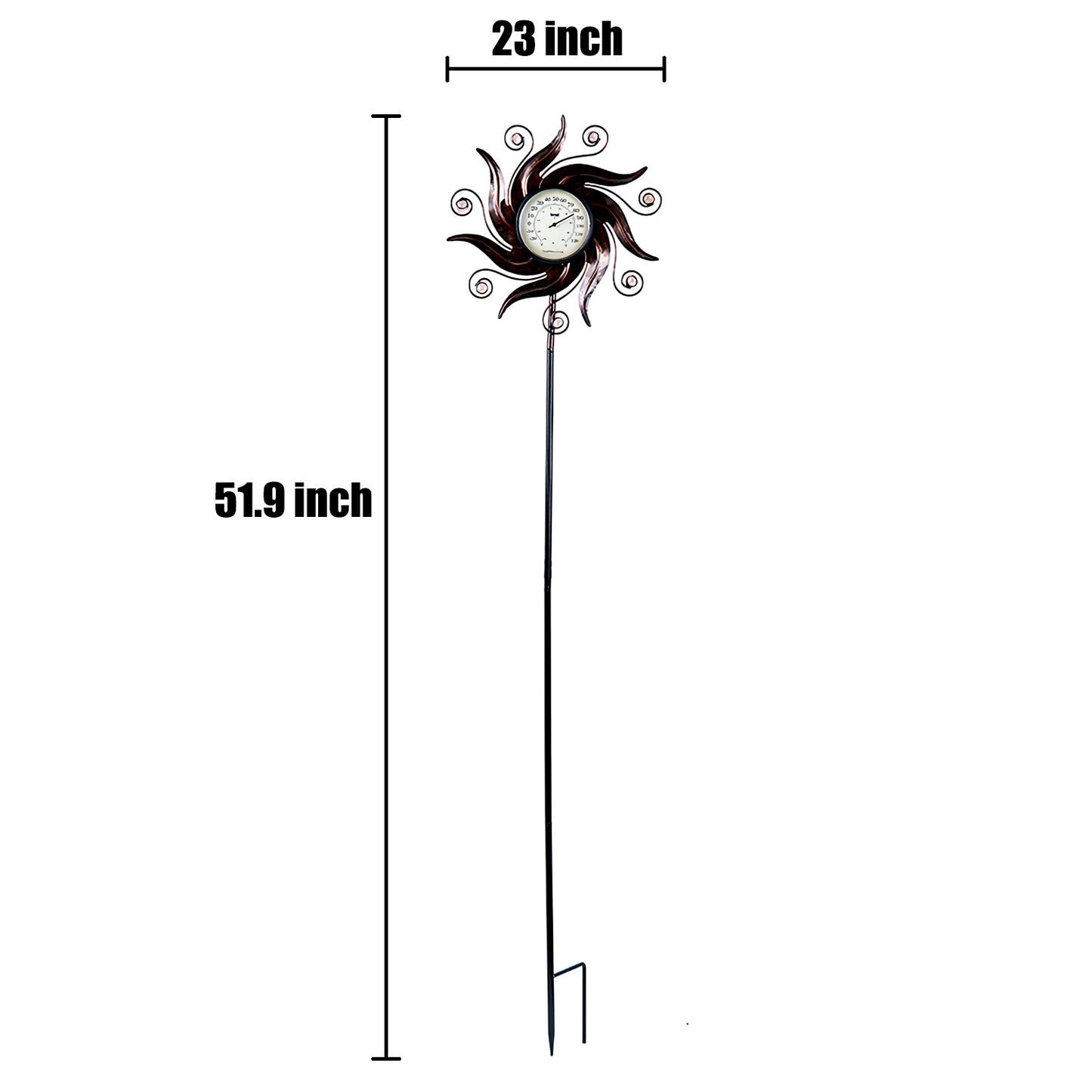 VIEROLA Outdoor Thermometer, Waterproof, 52" Bronze Colored Metal Sun Decoration Temperature Gauges