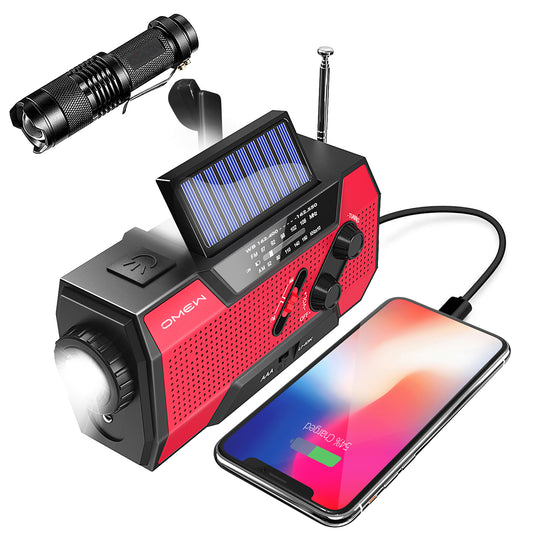 VIEROLA Solar Crank Radio, Portable Emergency Weather Radio with AM/FM/Noaa Mode, Comes with 2000mAh Power Bank and Flashlight