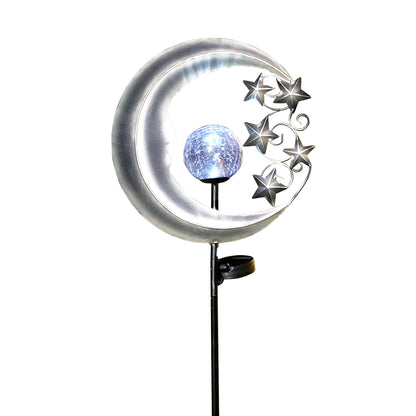 VIEROLA Pathway Lights, Metal Solar Post Lamp with Silver Moon and Stars Decor, 40 inch Waterproof Walkway Lights