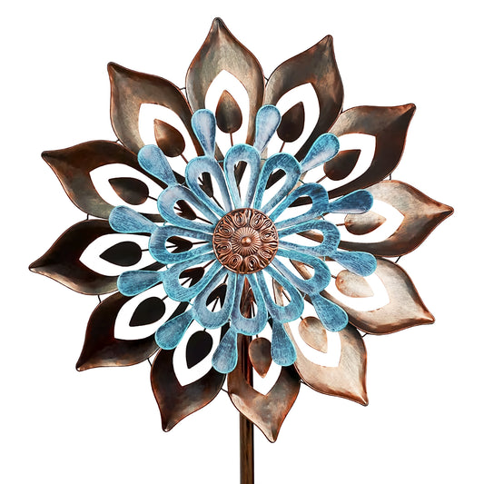 VIEROLA 84 inch Metal Wind Spinner with Stable Stake, Bronze Flower Shape Windmill Garden Decor