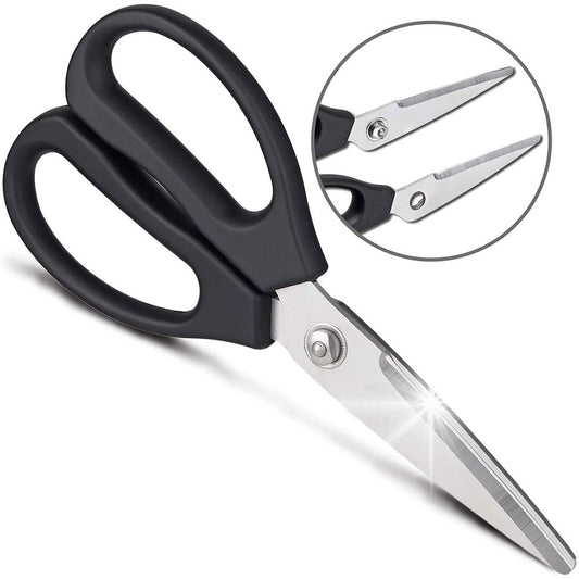 VIEROLA Kitchen Scissors, 8" Come Apart Shears for Food, All Purpose Stainless Steel Scissor (Black)