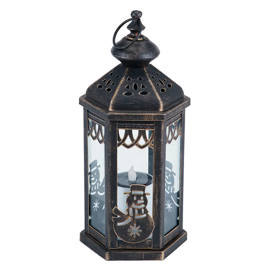 VIEROLA Metal Solar Lantern, 13“ LED Retro Bronze Lantern with Flameless Candle (Snow Duck)