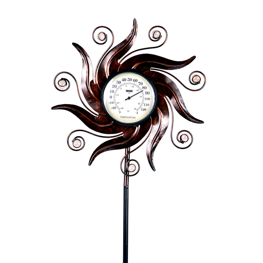 VIEROLA Outdoor Thermometer, Waterproof, 52" Bronze Colored Metal Sun Decoration Temperature Gauges