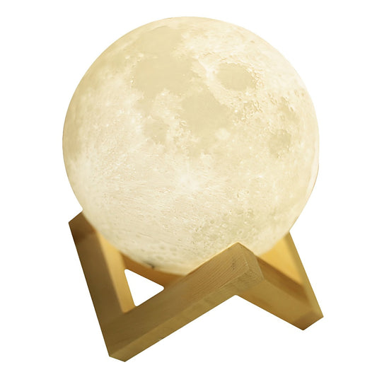 3D Printed Moon Touch Lamp, Dual-Tone Color Light, Gift for Child, Rechargeable LED Lamp, 3.1"-8.7"