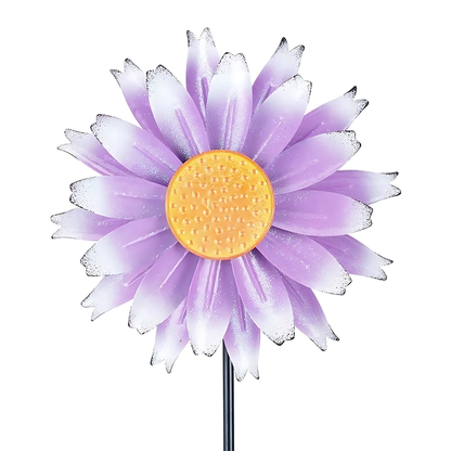 Purple Daisy Gradual Petal Metal Wind Spinner,52 inch Wind Mill for Outdoor Yard Patio Lawn & Garden