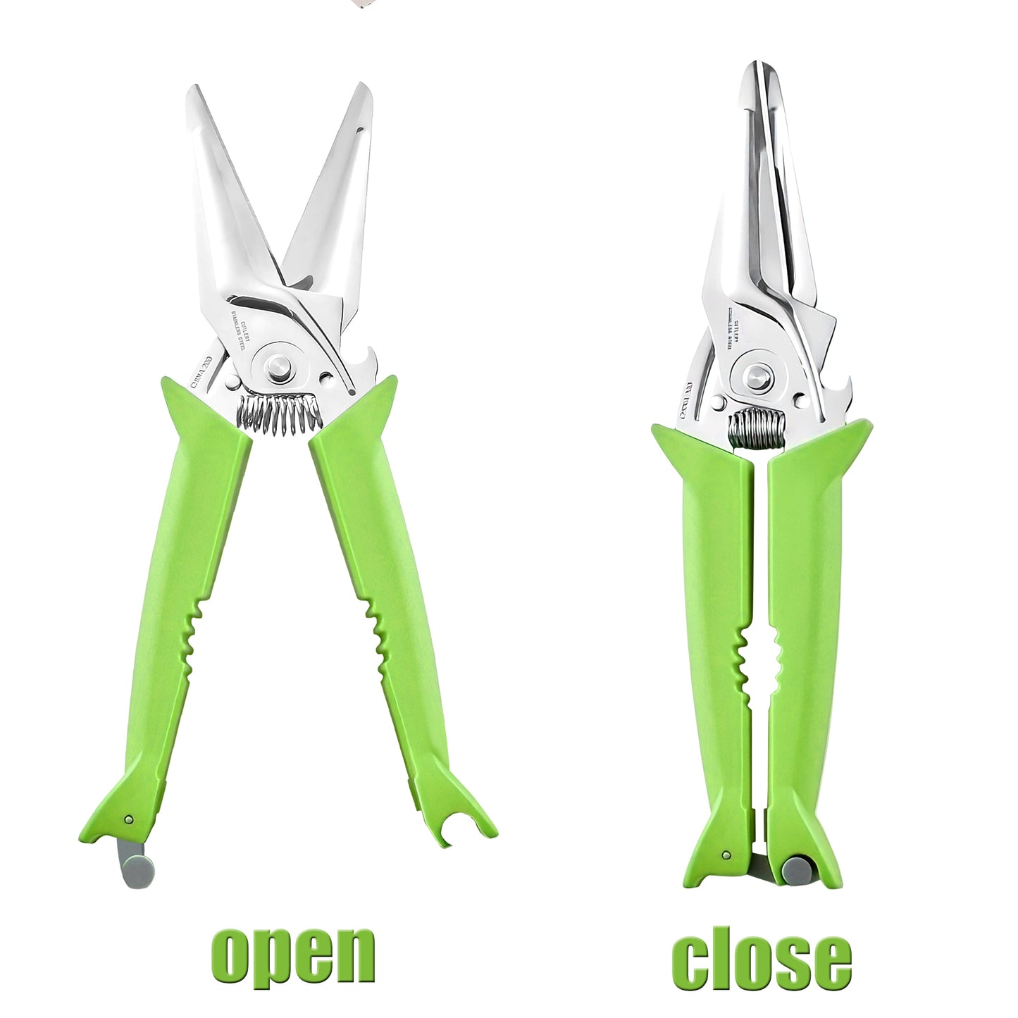 VIEROLA Kitchen Scissors, 9" Stainless Steel Shears, Heavy Duty, Spring Loaded (Green)