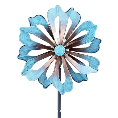 Blue Daisy Color Changing Solar Lamp Wind Spinner,59 Inch Wind Mill for Outdoor Yard Patio Lawn & Garden