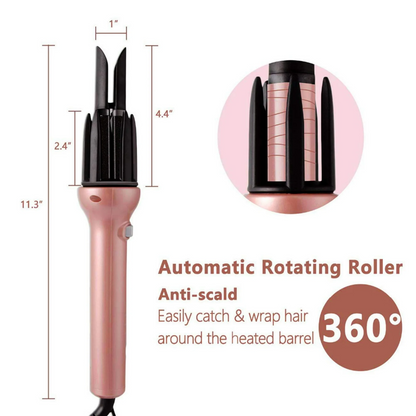 VIEROLA Curling Iron, 1 inch Automatic Hair Curler, Curling Wand with Tourmaline Ceramic Barrel, 3 Temperature Settings, Dual Voltage, Rose Gold