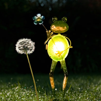 VIEROLA Solar Frog Stake Lights, 3 Pcs Metal Frog Garden Decor Lights, 13" Landscape LED Light