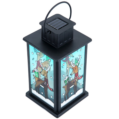 VIEROLA Metal Solar Lantern with Flameless Candle, 14“ Camping and Garden Lantern (2 Pack Reindeer)