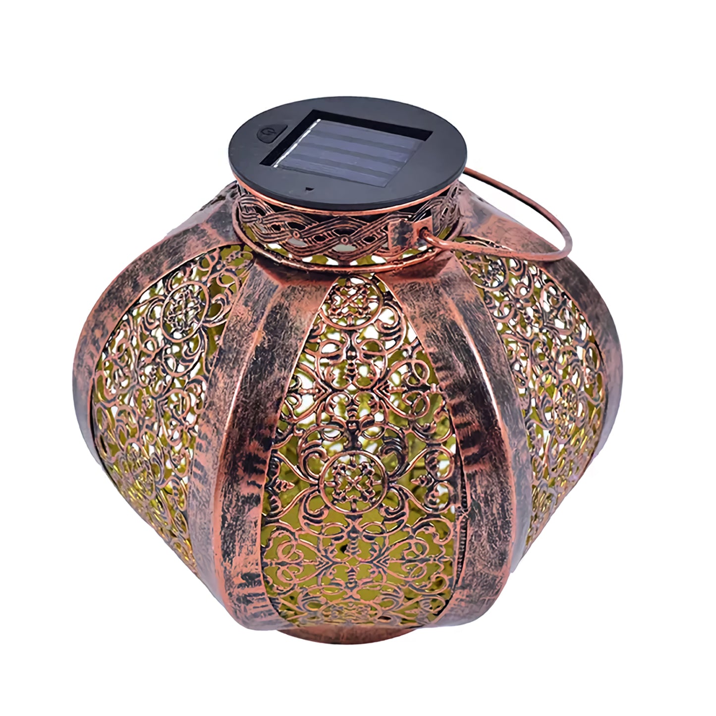 VIEROLA Metal Solar Lantern, 7.9 inch Bronze Colored Hollow, LED Lanterns Garden Decor, Waterproof