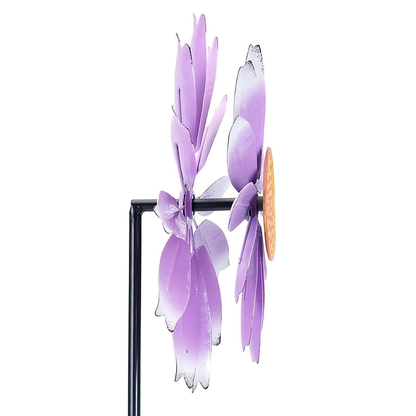 Purple Daisy Gradual Petal Metal Wind Spinner,52 inch Wind Mill for Outdoor Yard Patio Lawn & Garden