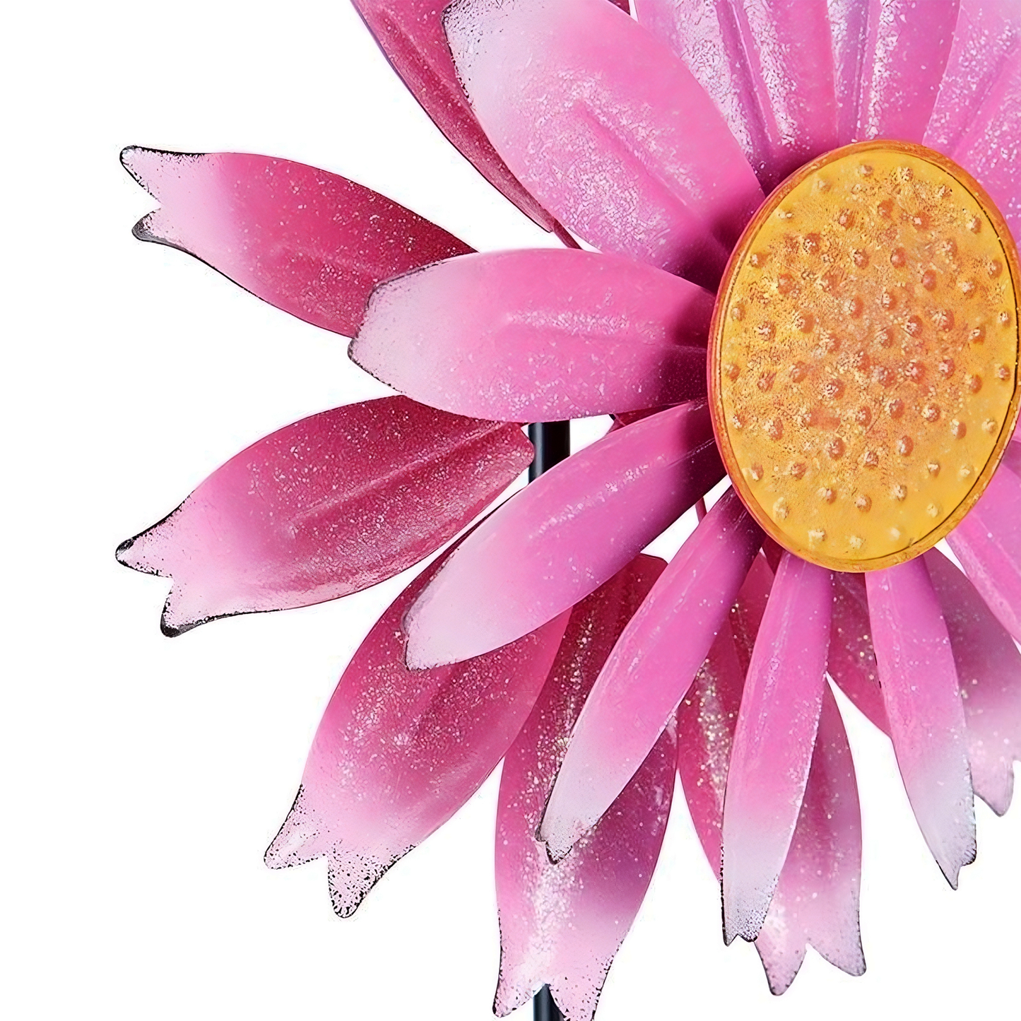 Pink Daisy Gradual Petal Metal Wind Spinner,52 inch Wind Mill for Outdoor Yard Patio Lawn & Garden