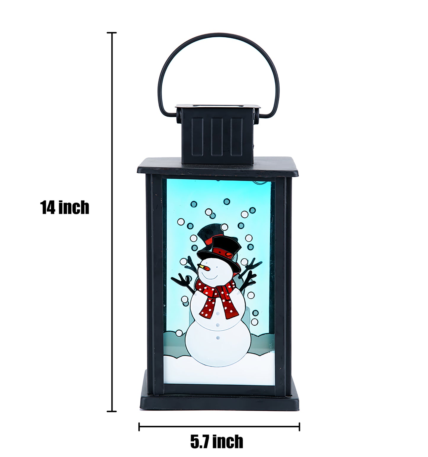 VIEROLA Metal Solar Lantern with Flameless Candle, 14" Snowman Camping and Garden Lantern (2-Pack)