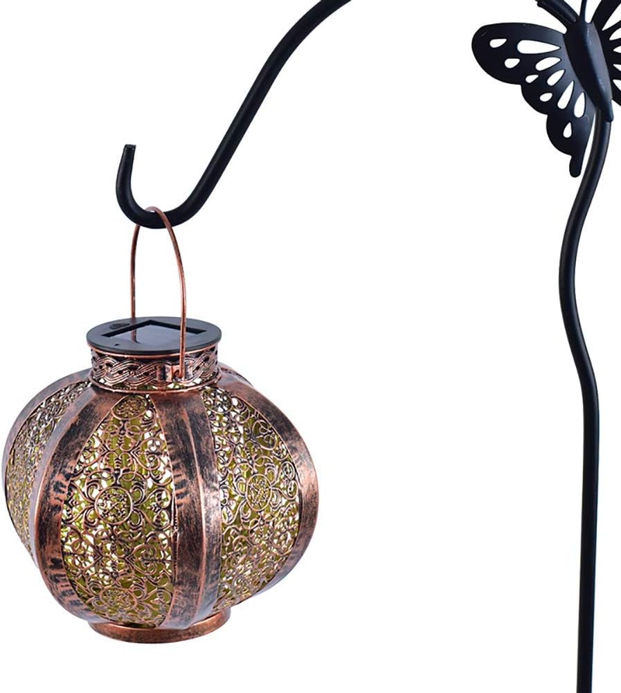 VIEROLA Metal Solar Lantern, 7.9 inch Bronze Colored Hollow, LED Lanterns Garden Decor, Waterproof